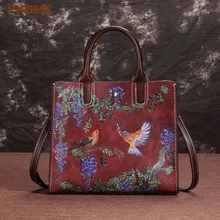 PNDME роскошный первый слой воловьей кожи Диагональная Сумка для дам винтажная модная тисненая натуральная кожа женская сумка