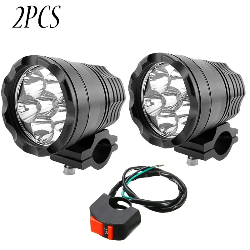2 PCS QIPO, универсальный, 6 светодиодный фонарь, светодиодный, для мотоцикла, мотоцикла, скутера, 9000лм, прожектор, водонепроницаемый, противотуманный, точечный, заездов, лампа для Honda YAMAHA - Цвет: 2 PCS