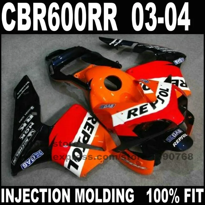 ABS инъекций часть мотоцикла для 2003 2004 HONDA CBR 600RR F5 обтекатели комплект CBR 600 RR CBR600 RR 03 04 orange repsol обтекатель