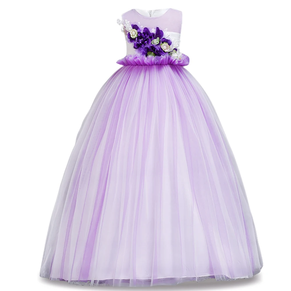 

Teen Kids 2018 Summer Elegant White Flower Girls Wedding Dress Girls Party Dresses Children Princess Dress 4 6 8 10 12 14 Year
