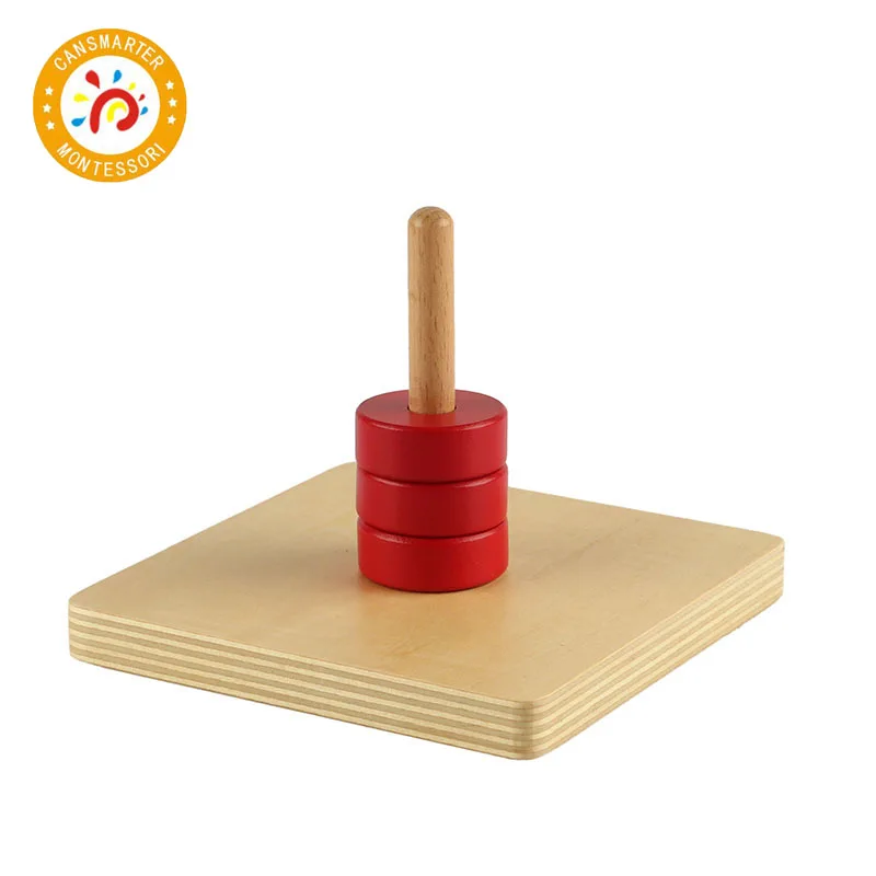 

Montessori Kids Toy High-Quality Wooden Discs on Vertical Dowel