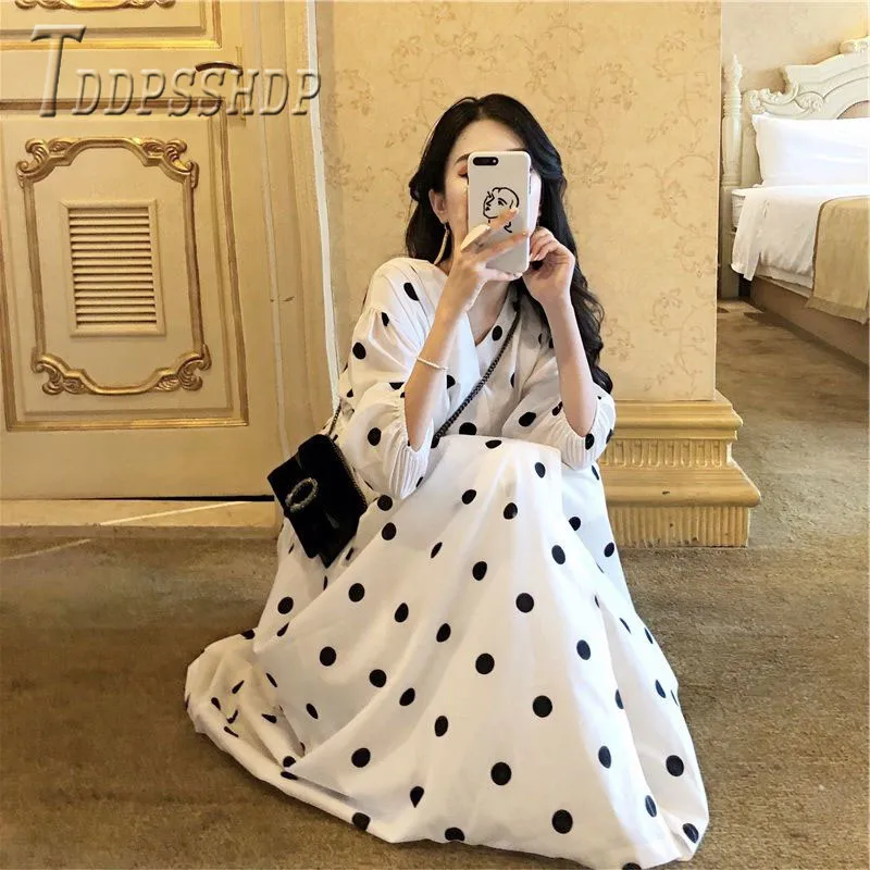 picture Летнее Новое шифоновое женское платье в горошек для отдыха женские платья - Цвет: picture