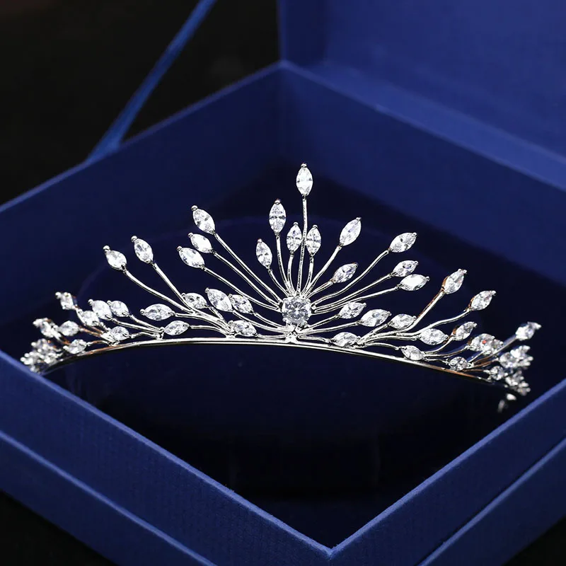 Pаспродажа SLBRIDAL медный кубический цирконий Свадебная Тиара Оголовье CZ Свадебная королева принцесса pвечерние ageant Вечеринка Корона подружки невесты п...