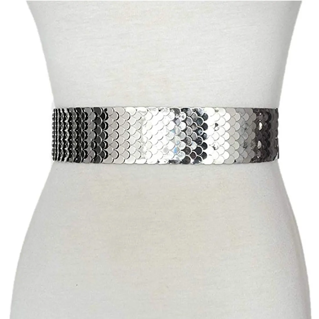 4.5cm Wide Fish Skin Belts Women Belt Gold Silver Metal For Women Fashion Elastic Belt Apparel Accessories belts for dresses