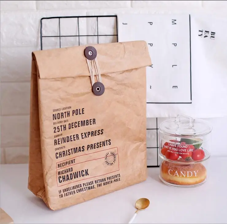 Paper Storage Lunch Bag Kitchen Reusable Box Sack Durable Insulated Portable Dupont Paper Bag