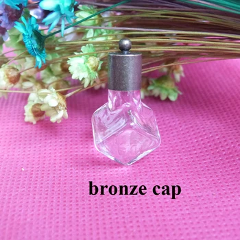 

10pcs---12mm square shape clear glass bottle &meteal cap for diy necklace pendant accessories