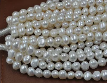 

wholesale 5 strands 8-9mm Baroque white fresh water pearl loose beads Free shipping