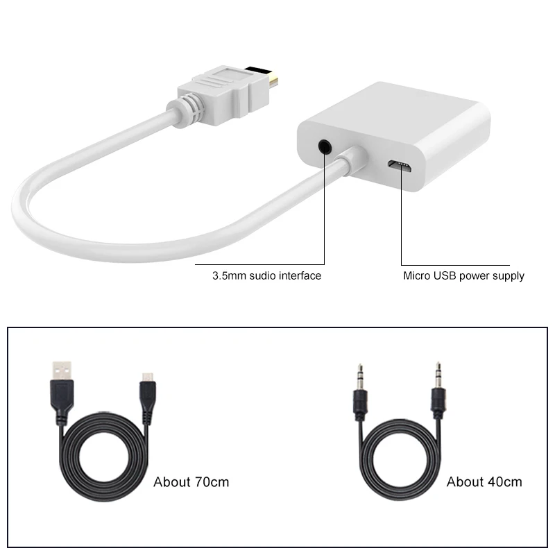 Кабель HDMI к VGA 1080P цифро аналоговый для ноутбука/ПК адаптер Папа мама WIN