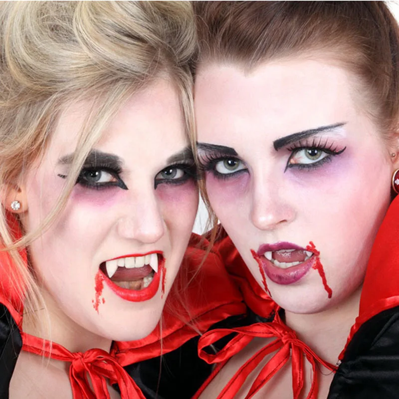 8Pcs Plastic White Vampire Fangs Teeth Halloween Prop Dentures for