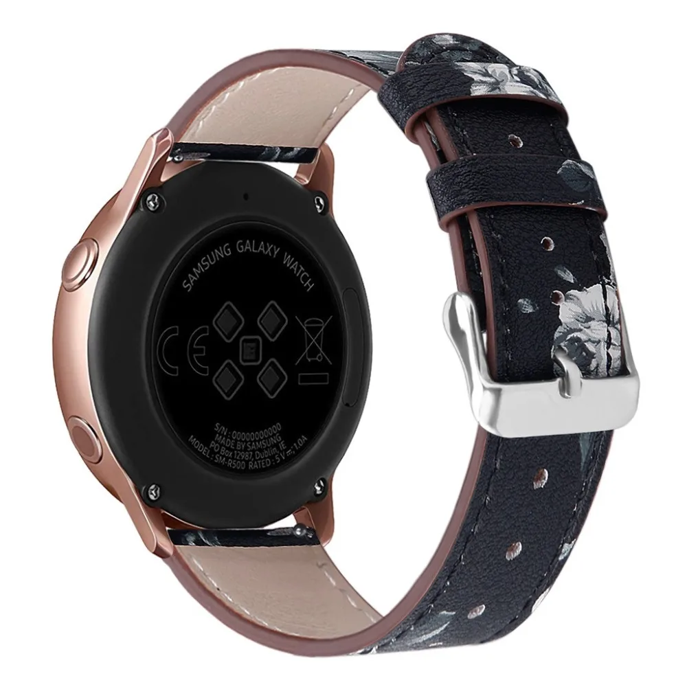 Роскошный ремешок для часов Ремешок для samsung Galaxy Watch Active 20 мм кожаный ремешок сменный ремешок с принтом ремешок для браслета