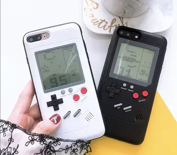 

Tetris Game Console Phone Case For iPhone 6 7 8 Plus X Portable Handheld Tetris Game Player Phone Cover Case With Retail Package