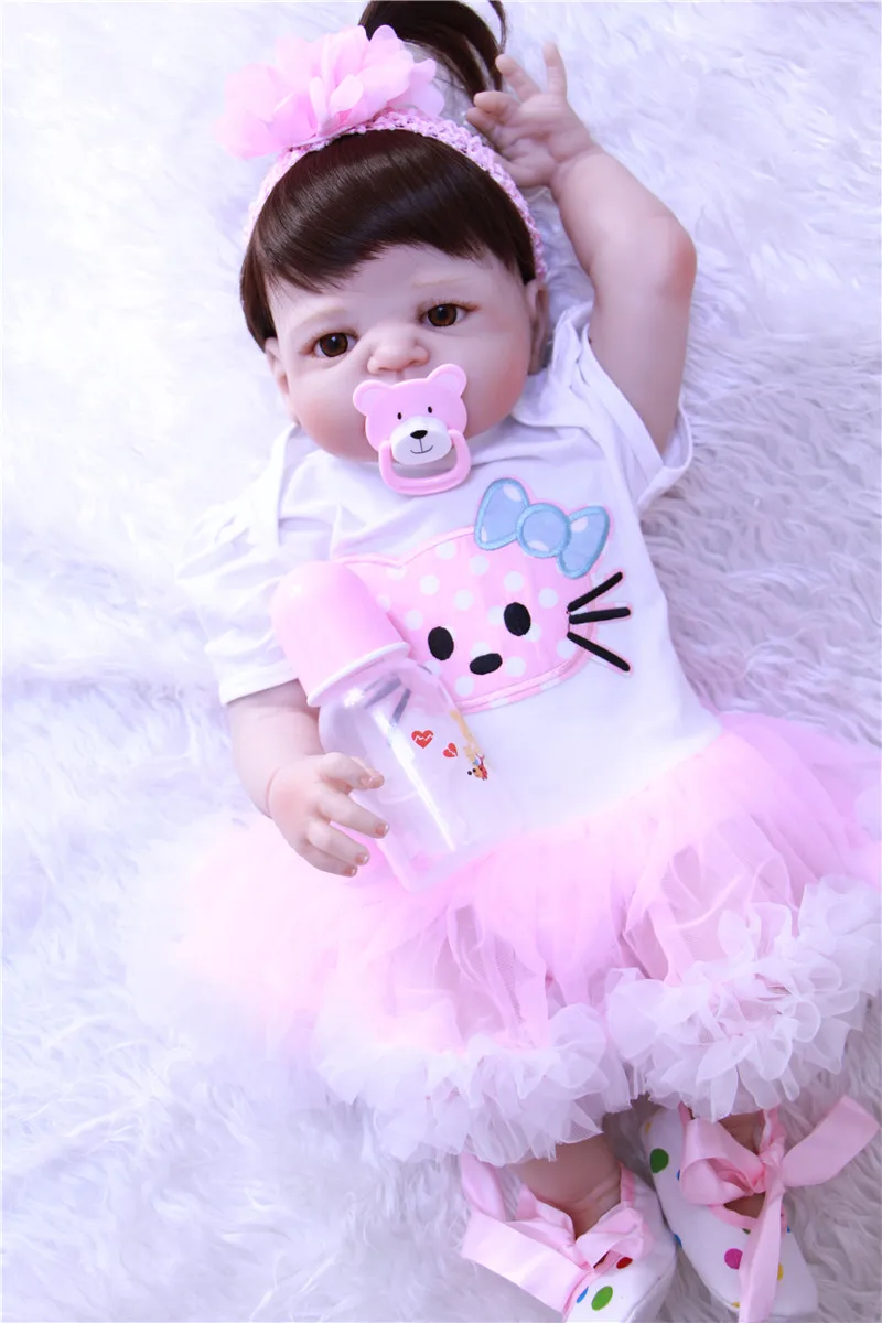 

girls dolls boneca reborn babies 55 cm silicone completa toys baby born doll reborn for children