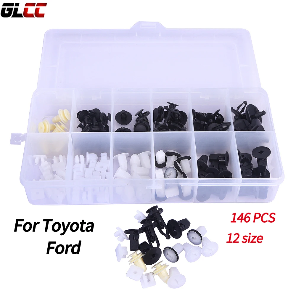146Pcs Car Body Plastic Push Pin Rivet Fasteners Trim Moulding Clip