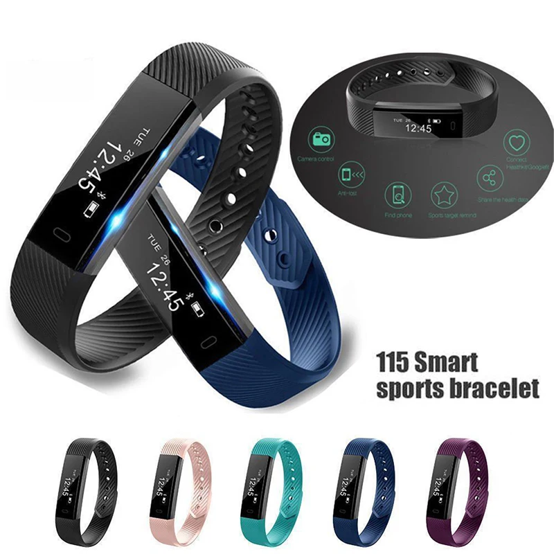 1 шт. ID115 Bluetooth Смарт часы Браслет Шагомер Спорт фитнес трекер|Смарт-браслеты| |