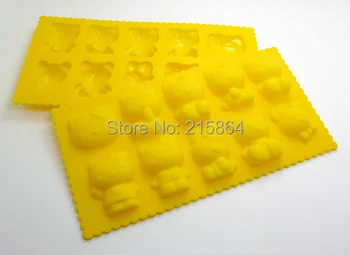 

10 Holes Cute Yellow Cartoon Cat Cubs Shape Silicone Mold DIY Chocolate Jelly Pudding Soap Mould