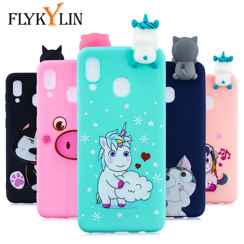 

FLYKYLIN Silicone Case For Samsung Galaxy M10 M20 Case For Samsung A30 A50 A70 Back Cover on Soft TPU Cartoon 3D Doll Toys Coque