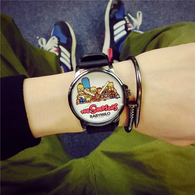 2016 Fashion Cartoon The Simpsons BABYMILO Rubber Quartz Wristwatches Watches for Men Male Women Female Students
