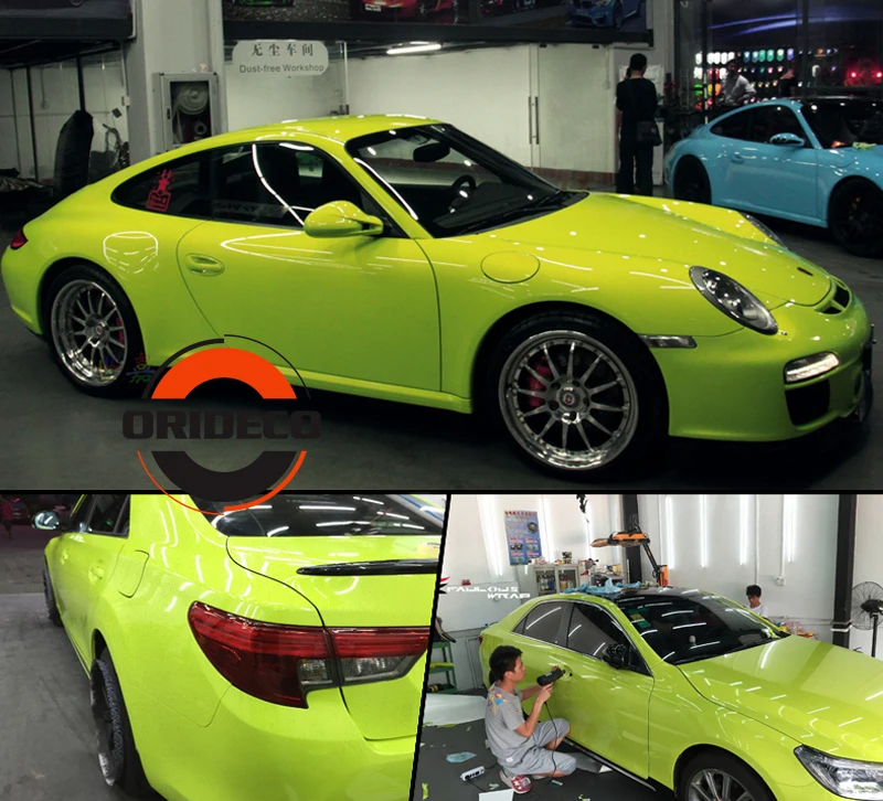 light green highly glossy vinyl car wrapping 2