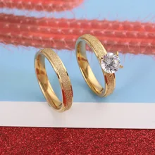 Lover Золото Цвет Нержавеющая сталь кольцо для женщин мужчин Стильный тусклый отполированный пара обручение обет ювелирные изделия