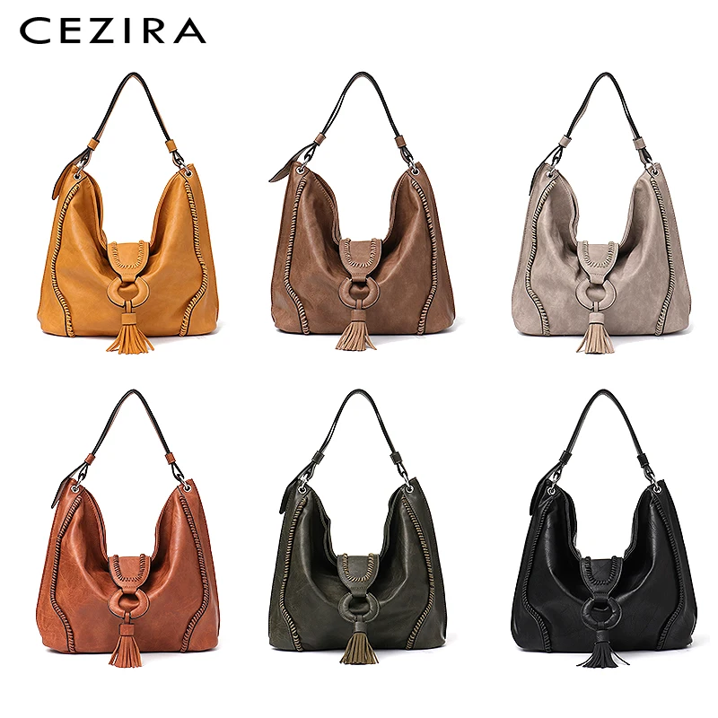 CEZIRA الأزياء النباتي جاكيت جلدي-حقائب بيد الإناث حمل حقائب كتف السيدات حقائب اليد الكبيرة شرابة رفرف النساء عارضة حقائب هوبو CEZIRA الأزياء النباتي جاكيت جلدي-حقائب بيد الإناث حمل حقائب كتف السيدات حقائب اليد الكبيرة شرابة رفرف النساء عارضة حقائب هوبو