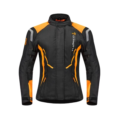 Мотоциклетная куртка на большие расстояния четыре сезона одежда женский стиль тонкий водонепроницаемый теплый вентиляционный Магазин № 7 - Цвет: black orange jacket