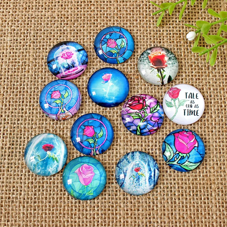 

50pcs/lot 8/10mm Photo Glass Cabochons Rose Mixed Color Cabochons For DIY Bracelet Earrings Necklace Base Settings 061