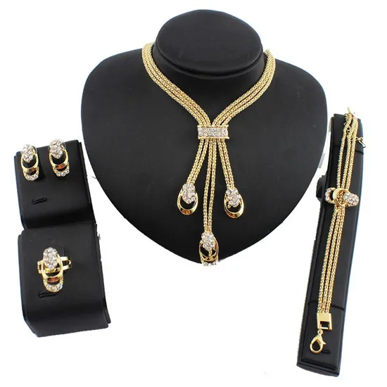 2019 New Imitation For Women Jewelry Of Set Gift 1 Crystal Four Pieces Beads African Pendants Gold Color Tassels | Украшения и