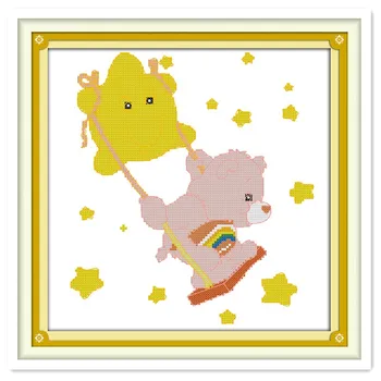 

The Swinging Bear diamond painting 14ct 11ct pattern Needlework Kits Chinese Counted Cross Stitch Patterns Kits