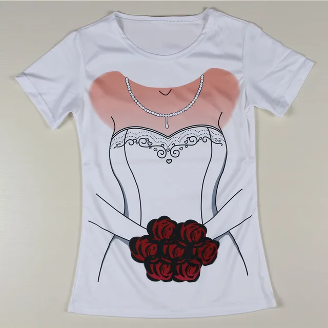 promoción nueva camiseta de la mujer vestido de novia de la boda