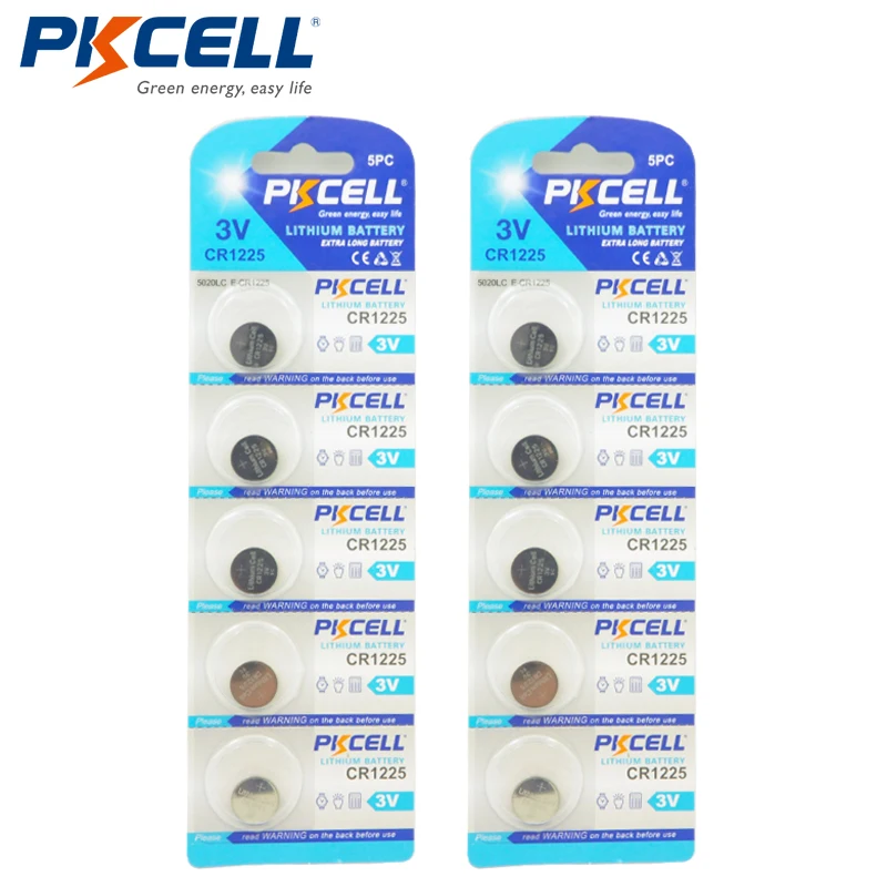 

PKCELL LM1225 BR1225 ECR1225 KCR1225 CR1225 3V Button Coin Cell Battery Bulk Lot 10Pcs