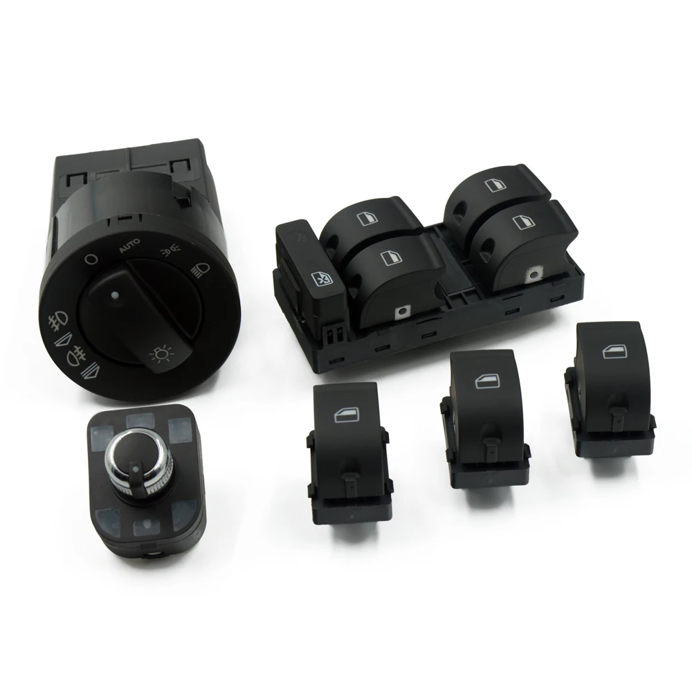 

6Pcs New Window Headlight Mirror Control Switch Control Button For AUDI A4 B6 B7 8E0 959 855 8E0 959 851 8E0941531B 4F0959565