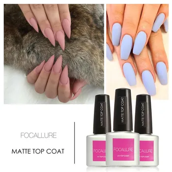 

FOCALLURE Beauty 1Pcs 7.5ML Matte Varnish Matte Top Coat Nail Gel Polish Nail Art Top Coat Gel Polish Lacquer for Women