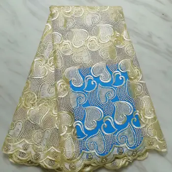 

2019 New Yellow African Tulle Lace Fabric Mesh Embroidered Fabric Net Lace Fabric Lace Nigerian Fabrics for Wedding Dresses
