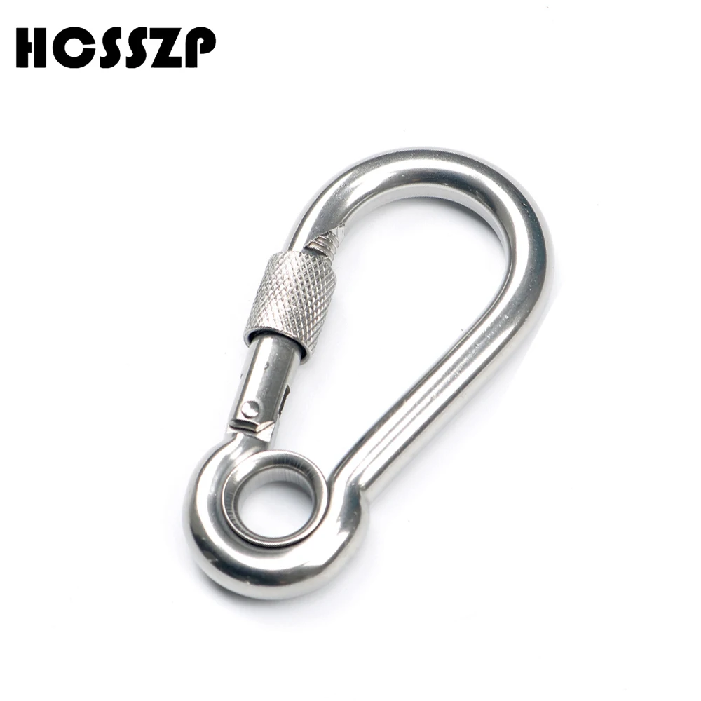 

HCSSZP 5 Pieces Safety Hang Buckle Quickdraw 304 Stainless Steel Climbing Button Carabiner Mountaineering Camping Buckle
