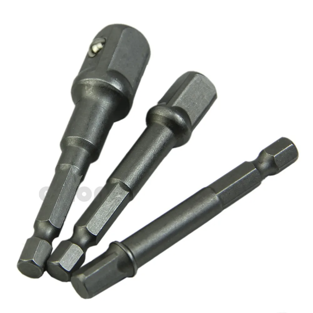

3pcs 1/4" 3/8" 1/2" Set Socket Bit Adapter Drill Power Extension Bar Hex Shank