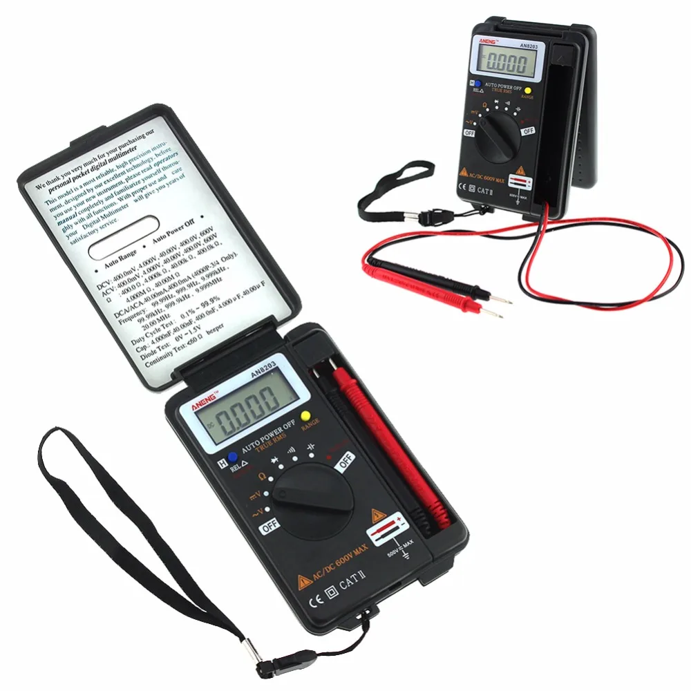 

New Design ANENG AN8203 DMM Integrated Handheld Pocket Mini Digital AC/DC Multimeter Portable LCD Electrical Tester Meter