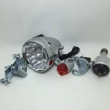 Q038 Motorized Taillight Headlight Kit Bicycle Friction Generator Dynamo Bike Head Tail Light LED Lamp MTB retro bike LED lights