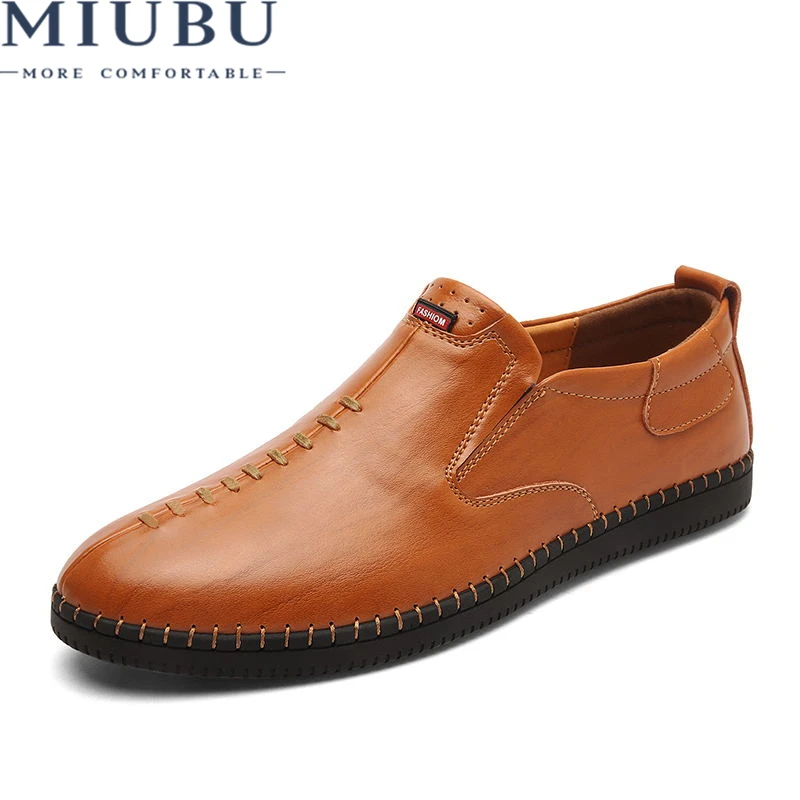 

MIUBU Brand 2019 New Slip on Casual Men Loafers Spring and Autumn Mens Moccasins Shoes Leather Men's Flats Shoes Fashion