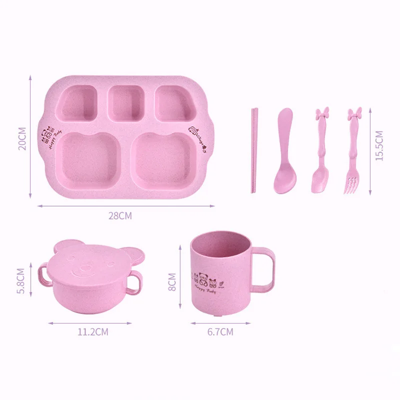 7 Pcs/Set Baby Dishes Bamboo Fiber Children's Tableware Toddler Feeding Dinnerware Set Kids Training Bowl Plate Cup Fork Spoon 7 Pcs/Set Baby Dishes Bamboo Fiber Children's Tableware Toddler Feeding Dinnerware Set Kids Training Bowl Plate Cup Fork Spoon