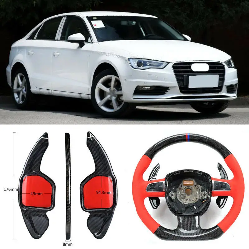 

Carbon Fiber Gear DSG Steering Wheel Paddle Shifter Cover Fit For Audi A3 2013-2016