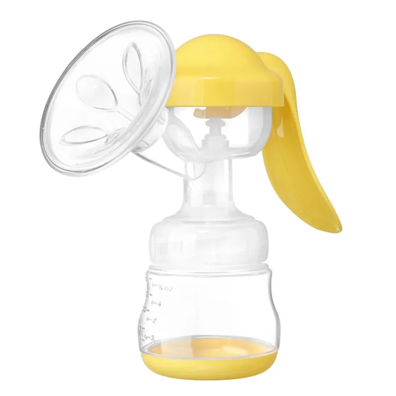 Ручной молокоотсос бутылочки поставки сосание большой молоко материнское доение для кормления, на присоске массаж груди ребенка - Цвет: Цвет: желтый