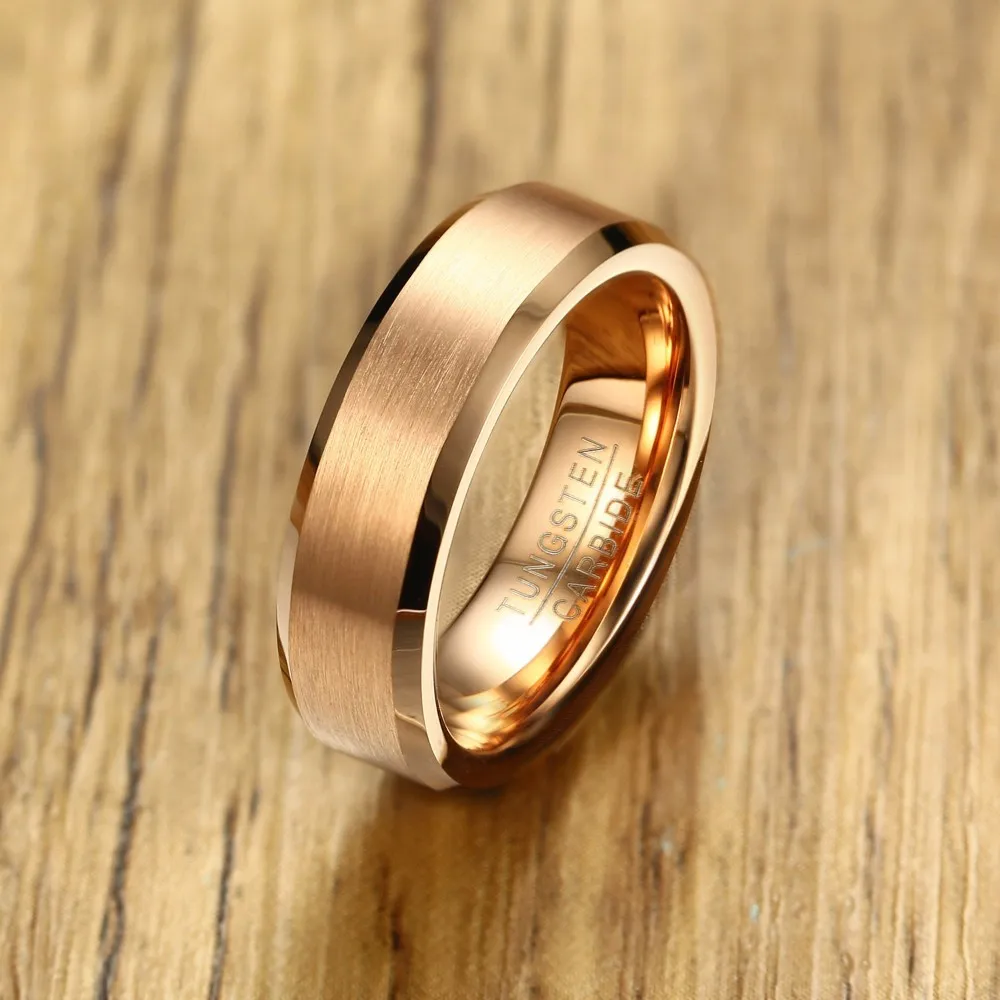 Rose Gold Tone Basic Tungsten Carbide Rings for Men Women 6MM Flat
