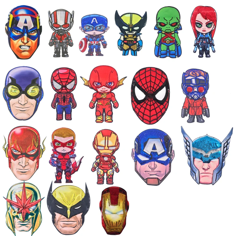 

Cartoon Earth Superhero Embroidery sequins patch Universal Hero Patch DIY Fashion Decorative Cloth for Children Patch hole