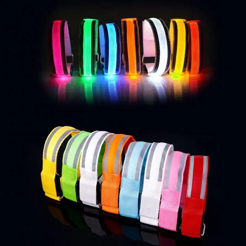 

Arm Warmer Belt Bike LED Luminous Armband LED Safety Sports Reflective Belt Strap Snap Wrap Light up Arm Band Armband