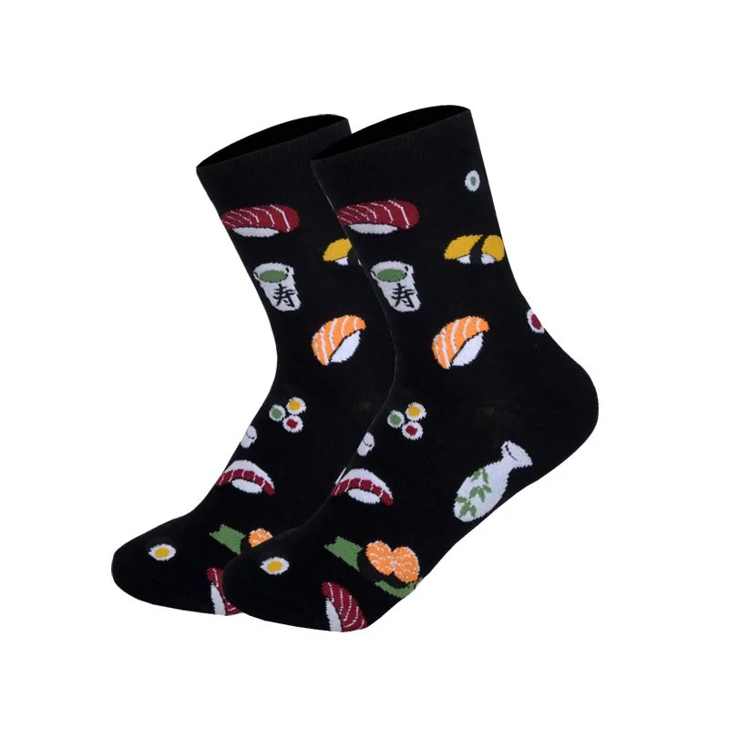 Хлопковые носки для женщин, Eur35-39, Harajuku, японский, корейский стиль, суши, фрукты, известный дизайн, 24 цвета - Цвет: Sushi A