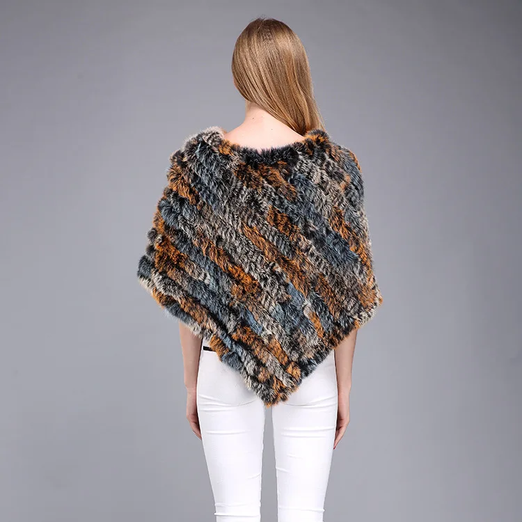  Winter Warm Shawl Poncho For Women Knitted Real Rabbit Fur Shouder Pashmina Capes Lady Natural Fur Wraps (8)