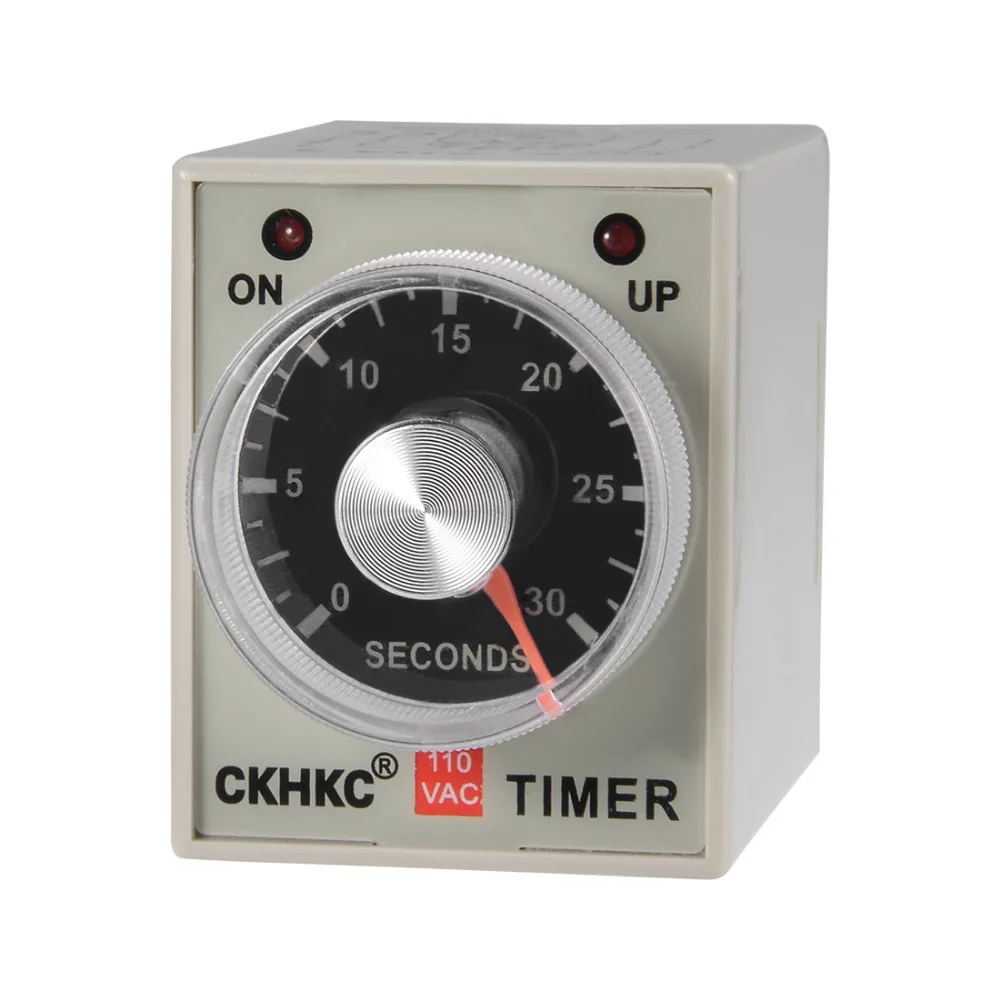 

Uxcell 1PCS AC 110V 30S/6M Time Range DC 12V 6S Relay 8 Terminals Range Adjustable Delay Timer Time Relays AH3-3 with Base