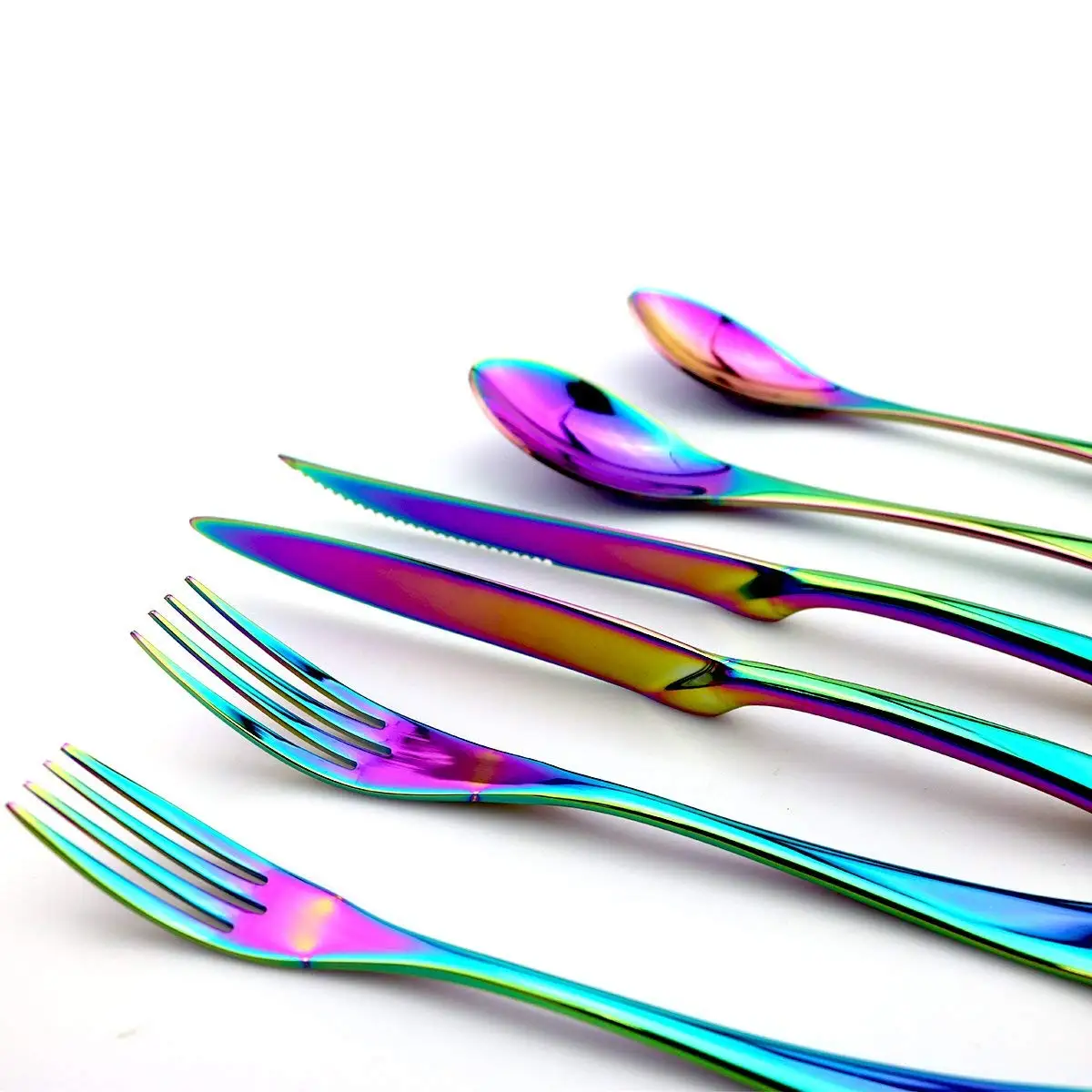 7 шт. синий набор столовых приборов 304 нержавеющая сталь радуга набор посуды набор серебряных приборов ножи вилки ложки