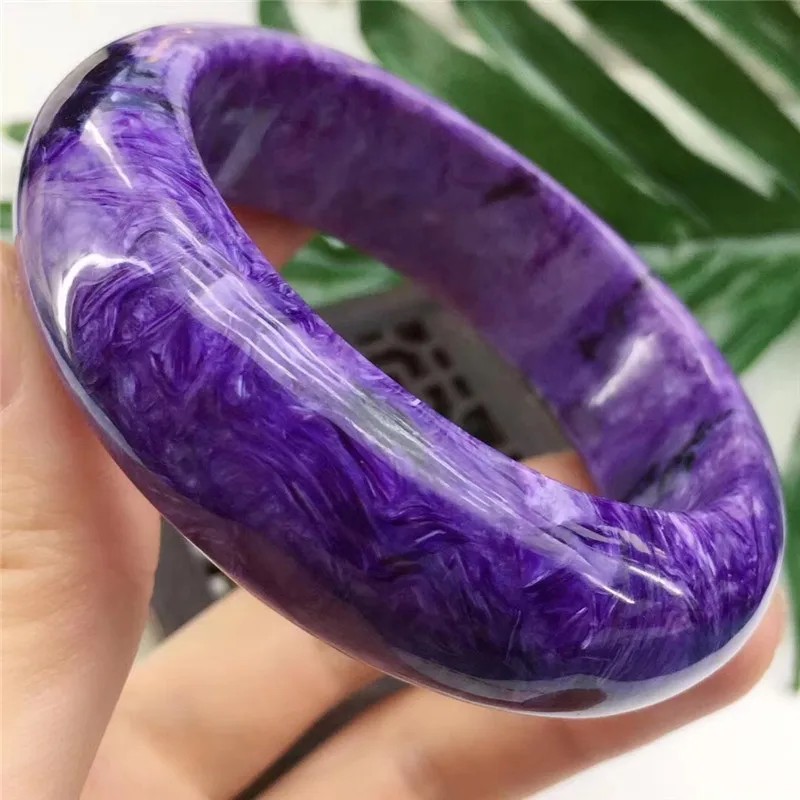 

57.4mm Genuine Natural Purple Charoite Bangles Gemstone Crystal 20x10mm Size For Women Female Gift Fashion Bangle Certificate