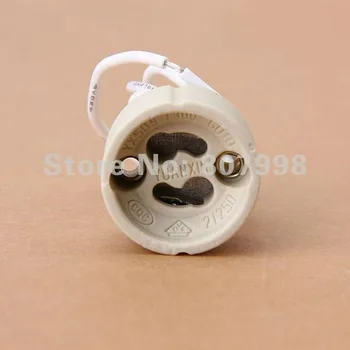 

50pcs/lot,GU10 Socket Ceramic LED Halogen Bulb Lamp Light Holder Base 2A 250V with Wire lead
